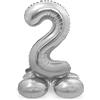 Folat 64712 Palloncino di alluminio con Base Numero Figura 2 Argento 86 cm - decorazione palloncino di elio per compleanno, anniversario