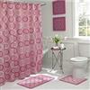 Creative Home Ideas 15-Piece Bathroom Shower Curtain Set Tenda da Doccia, Poliestere, Rosa Polvere, 72x72