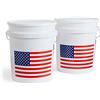 United Solutions Secchio da 5 galloni, secchio in plastica resistente, manico comodo, perfetto per il lavoro, il miglioramento della casa o la pulizia della casa, bianco con bandiera USA, confezione