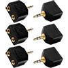KUOQIY 6 Pezzi 3.5mm Jack Adattatore Audio Stereo Splitter, Jack Stereo da 3.5 mm a Doppia Presa da 3.5 mm Altoparlante Splitter, Placcato Oro