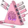 JoyReken Hub USB 3.0 a 7 porte, hub USB RGB con luce dell'albero RGB e cavo da 0,6 m, hub USB 3.0 rosa espansore USB per laptop, PC, unità flash, HDD, console, stampante, tastiera, mouse (rosa)