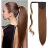 Gairyan Coda Capelli Extension Coda Finta Capelli Lisci Coda di Cavallo Extension Clip Wrap Ponytail Estensione Posticci per Capelli Sintetici Parrucchino Lungo 60cm per Donna- Auburn chiaro