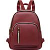 YANAIER Zainetto da donna in pelle PU, stile casual, da viaggio, per la scuola, Borgogna, S, Zaino daypack