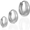 WOZNU 3 Paia Orecchini Argento 925 Set per Donne Ragazze Piccoli Orecchini Anallergici a Cerchio in Argento 925 Orecchini con Zirconi Set di Orecchini con Cartilagine per Dormire Argento 3