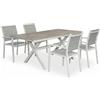 DEODATO Set da giardino con tavolo e quattro sedie bianco e grigio Malibu