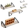 Relaxdays Set di 6 mensole da Parete in Legno e Metallo, 30/35/40 cm, Greige