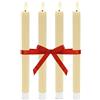 Relaxdays Candele a stelo LED, set da 4, HxD: 25 x 2 cm, scanalature, beige | Fiamma tremolante, cera vera