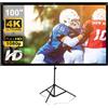 GT GETCO TECH Schermo Di Proiezione Portatile Da 100" con Supporto, Schermo Proiettore 16:9 4K