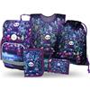 Baagl Set di 5 zaini per la scuola Ergo per la prima classe, astuccio, sacca da ginnastica, grembiule, borsa per il seno), zaino per la scuola elementare, zaino ergonomico per la scuola, 19 l, Jungle