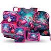 Baagl Set di 5 zaini per la scuola Ergo per la prima classe, astuccio, sacca da ginnastica, grembiule, borsa per il seno), zaino per la scuola elementare, zaino ergonomico per la scuola, 19 l