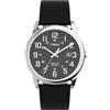 Timex TW2Y12800 Easy Reader, Orologio da uomo da 38 mm, con cinturino in pelle nera, quadrante nero e cassa argentata