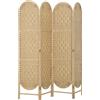 HOMCOM Paravento Pieghevole Separatore di Ambienti 4 Pannelli con Parte Superiore Ad Arco, 160x1.8x170 cm, Legno naturale | Aosom Italy
