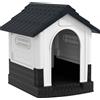 PawHut Cuccia per Cani Mini da Esterno in Plastica con 3 Finestre Base Rialzata e Tetto Inclinato, 64,5x57x66 cm, Grigio scuro | Aosom Italy