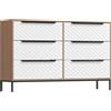 HOMCOM Cassettiera con 6 cassetti con motivo a diamante, cabina armadio in tessuto Frontali, 117.5x30x73.5 cm, Legno naturale | Aosom Italy