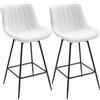 HOMCOM Set di 2 sgabelli da bar con schienale e poggiapiedi, sedie girevoli 360° rivestite in pelle sintetica, 47x54.5x97.5 cm, Bianco | Aosom Italy
