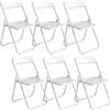 HOMCOM Set di 6 Sedie Pieghevoli in Plastica con Schienale Curvo, Design Ventilazione e Struttura in Acciaio, 48,5x47x75 cm, Bianco | Aosom Italy