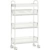 HOMCOM Carrello da cucina con 3 cesti e 4 ruote per cucina, soggiorno e bagno, in metallo, 43,2x19x80 cm, Bianco | Aosom Italy