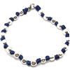 Spadarella Gioielli VLNET ® | Bracciale Spadarella Unisex | Argento 925 + Cotone Nautico Blu | Pepite Diametro 6 mm | Fatto a Mano in Italia | Lunghezza 19 cm