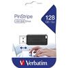 Verbatim PinStripe 128GB USB Flash Drive Black High-Speed Memory Stick Storage