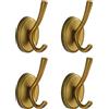 DMYMAT Ganci per asciugamani in ottone anticato, ganci rustici per cappotti, confezione da 4, ganci da parete vintage color oro, resistenti ganci per accappatoi per casa colonica, bagno, camera da