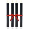 Relaxdays Candele LED a Stelo, Set 4, Fiamma tremolante, Vera Cera, scanalature, Senza Fiamma, Nero 25x2x2 cm