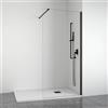 BELLOBATH Box doccia 120 x 195 cm frontale a parete doccia fissa - Trasparente - Vetro temperato di 8 mm con anticalcare - Profili in alluminio Nero Opaco - Walk in box Doccia Reversible