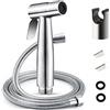 MIRTHBUY Set per bidet con doccetta e supporto da parete in acciaio inox con 2 guarnizioni per WC e soffione doccia