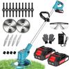 X-cotec Decespugliatore a Batteria - Tagliaerba Elettrico con 2 Batteria e 4 Tipi di Lame, Testa Pivotante a 90°, Manico Regolabile, Taglia Erba da Giardino Elettrico per Rifinitura Prato, Giardino