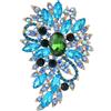 EVER FAITH Spilla Regalo, Marquise Cristallo Austriaco Sposa Mazzo di Fiori e Foglie Colore Acquamarina w/Verde Oro-Fondo