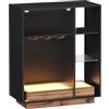 VASAGLE Mobiletto Bar con Illuminazione, Credenza con Luce LED e Spazio per Vino, Angolo Bar per Liquore, con Porta Calici, Anta in Vetro Scanalato, per Salotto, Nero Ebano BBK361B21