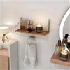 Dmora - Mensola Avienda, Scaffale, Ripiano a muro, Scaffalatura multiuso, 45x16 h16 cm, Oro e Marrone