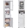 VASAGLE Mobile da Bagno Salvaspazio, Mobile a Colonna, Mobile Alto, Ripiano Aperto, Anta in Vetro, Mobiletto Bagno con Piedini, Ripiani Regolabili in Altezza, Bianco Acero BBK163T44