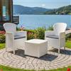 Dmora - Set salotto da esterno Napoli, Composizione da giardino con 2 poltrone ed 1 tavolino contenitore, Salottino effetto rattan, 100% Made in Italy, Bianco