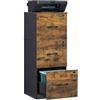 VASAGLE Cassettiera da Ufficio, Mobile per Documenti, Supporto Stampante, 3 Cassetti con Serratura, Barre Sospese Regolabili, per A4 e Lettera, Marrone Vintage e Nero OFC055B01