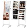 SONGMICS Armadietto Portagioie Autoportante, Specchiera Portagioielli con 2 Organizzatori per Cosmetici, Organizzatore Trucchi, Specchio a Figura Intera Senza Cornice, Serratura, Bianco JJC002W01