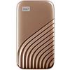 WD My Passport SSD, 500GB SSD portatile con tecnologia NVMe, USB-C, con velocità fino a 1050 MB/s, funziona con PC, Xbox e Playstation, Resistenza a cadute da 2 metri, Oro