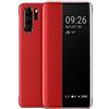 EUDTH Huawei P30 Pro Coque, Smart View Cover Custodia a libro in pelle Flip Cover Cover di protezione per Huawei P30 Pro 6.47 -Rosso
