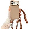 Emlivi - Custodia con cordino per iPhone 17 Pro Max, custodia in silicone liquido con elegante cordoncino in nylon, cover protettiva con elegante cordino a tracolla per iPhone 17 Pro Max, bianco latte