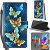 Haninsuze Cover per Samsung Galaxy A21s, farfalla dorata | Pelle PU Portafoglio, Porta Carte, Magnetica, Libro, Antiurto Custodia