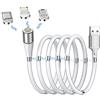 AICase 3 in 1 Cavo di ricarica magnetico,Multi Cavo Super Organizzato Ricarica Magnetica Assorbimento Nano Data Cable Compatibile con Micro USB,Tipo C/USB C,Phone,Dispositivi