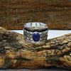 Blu Lapislazzuli Gemma 925 Argento Sterling Spinner Mano Anello Tutte le Taglie