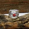 Handmade Mozambico Granato Gemma 925 Argento Sterling Handmade Spinner Anello Tutti Size