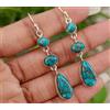 Adorabile Orecchino In Argento Sterling 925 Con Gemma Di Turchese In Rame