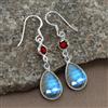 Bello Granato, Pietra Labradorite 925 Argento Sterling Mano Orecchino AR-73