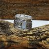Handmade Arcobaleno Luna Gemma 925 Argento Sterling Spinner Handmade Anello Tutti Size