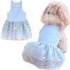 Fnaobai - Vestito a tutù con gonna in tulle e pizzo, con stelle glitterate, per cani e gatti, per feste di animali domestici, estivo (Blu, XS)
