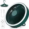 GeeRic Ventilatore da Tavolo,GeeRic Ventilatore da Soffitto con Luce+Telecomando Silenzioso Appeso Pieghevole 270°Regolabile 3 Marcia Velocità/2 Luce Potente 4000 mAh Tenda Ventilatore a Ufficio Viaggi Verde