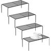 ASTOTSELL Set da 4 Organizer per Armadietto da Cucina, Mensole Impilabili in Metallo a Rete Antiscivolo, Scaffali Portaoggetti Pesanti per Dispensa, Piano di Lavoro e Frigorifero, Nero