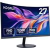 KOORUI Monitor Gaming 27" Curvo FHD 75Hz 5ms HDMI VA Eye Saver Flicker Safe
