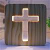 GOMETY Jesus - Luce notturna a forma di croce, 3D, con intaglio in legno, bianco caldo, USB, decorazione per camera da letto, regalo religioso per cristiani e Pasqua